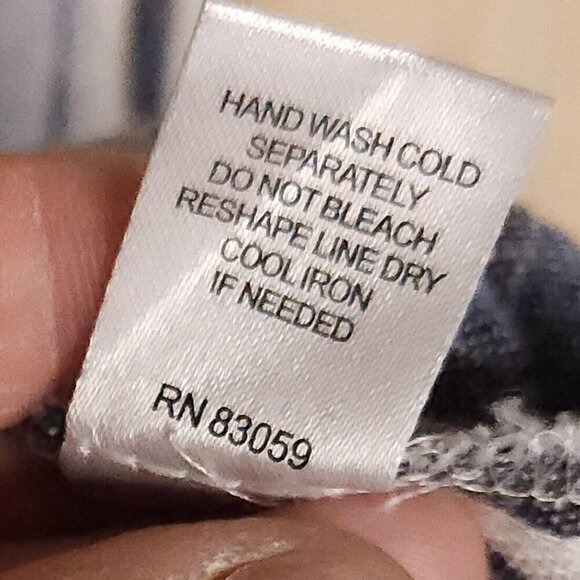 Drew Linen Blend Sleeveless Blue Striped Raw Hem Medium - Picture 6 of 7